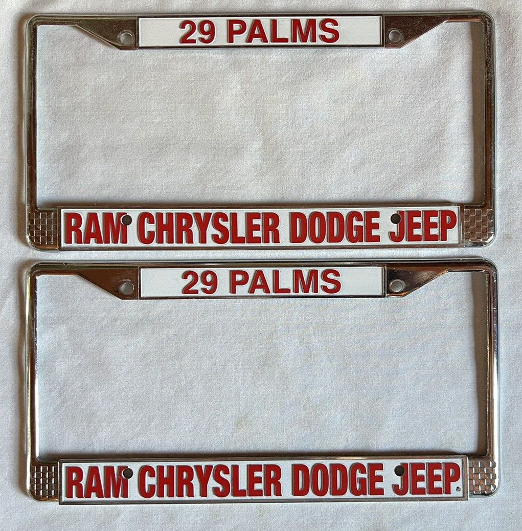 (2) 29 Palms Ram Chrysler Dodge Jeep Metal License Plate Frames (Pair) LOT