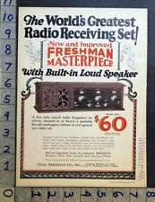 1925 RADIO FREQUENCY RADIO RECEIVER SET CHAS FRESHMAN COMPANY CABINET AD FC4576  picture