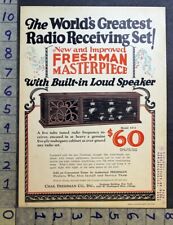 1925 RADIO FREQUENCY RADIO RECEIVER SET CHAS FRESHMAN COMPANY CABINET AD FC4575  picture