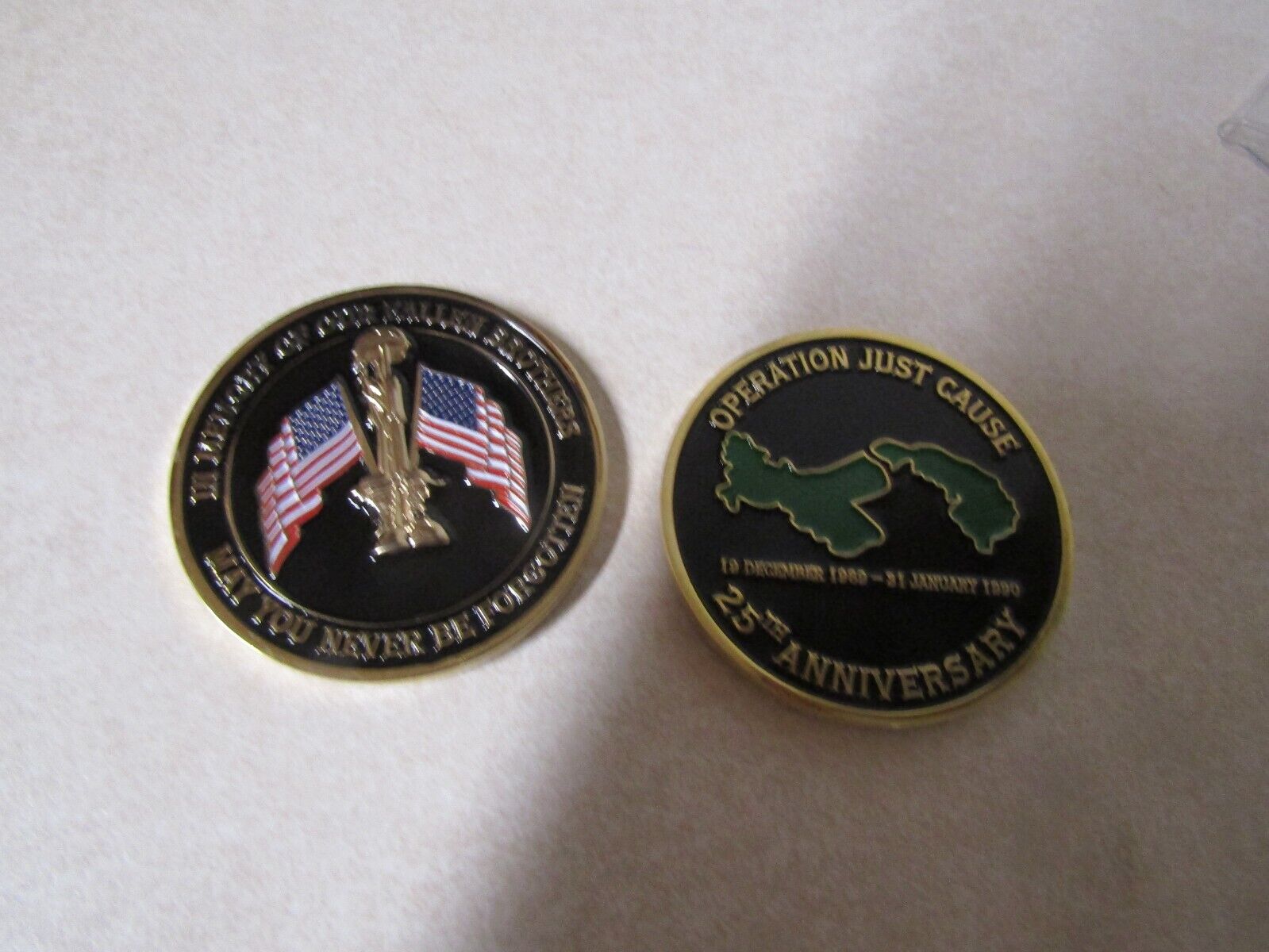 CHALLENGE COIN RARE OPERATION JUST CAUSE 25TH ANNIVERSARY MEMORY OF FALLEN BROS