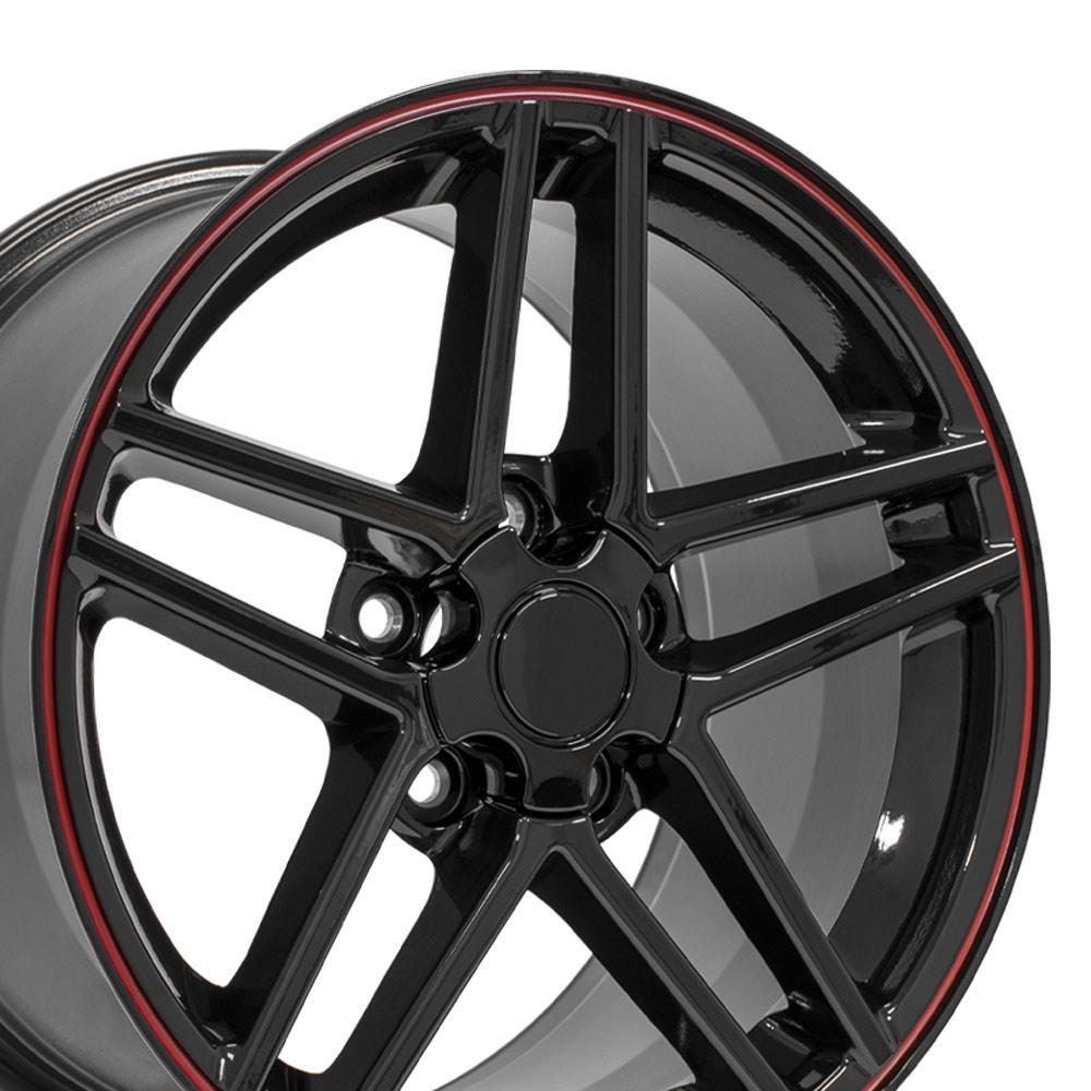 CP Fits 17x9.5 18x9.5 Black Redline Corvette C6 Z06 Wheels Rims Camaro ...